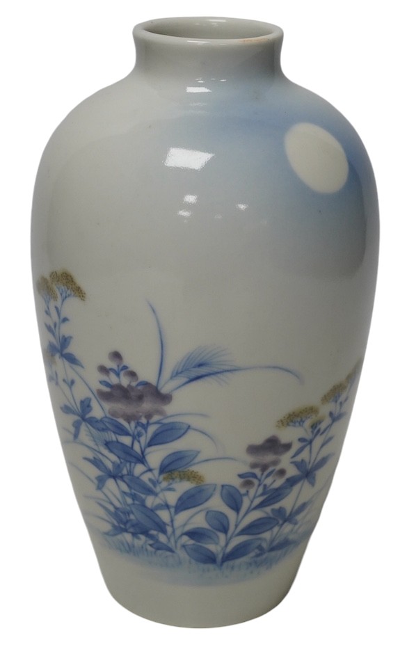 A 20th century Japanese porcelain vase, 19cm high. Condition - fair to good